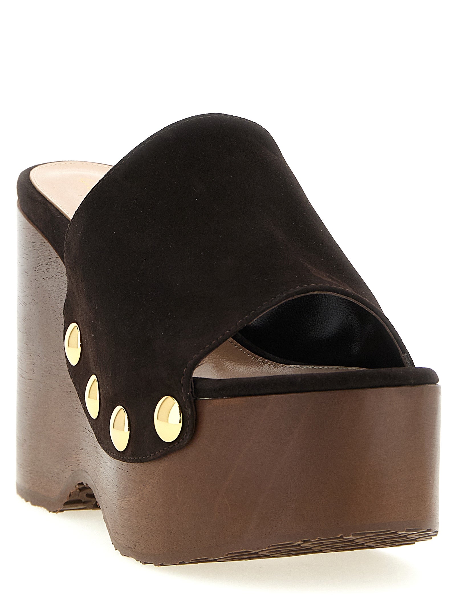 Gianvito Rossi 100% suede leather clog in black — view 2