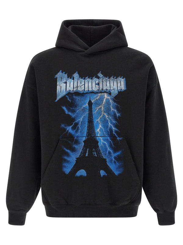 Balenciaga 100% cotton hoodie in black