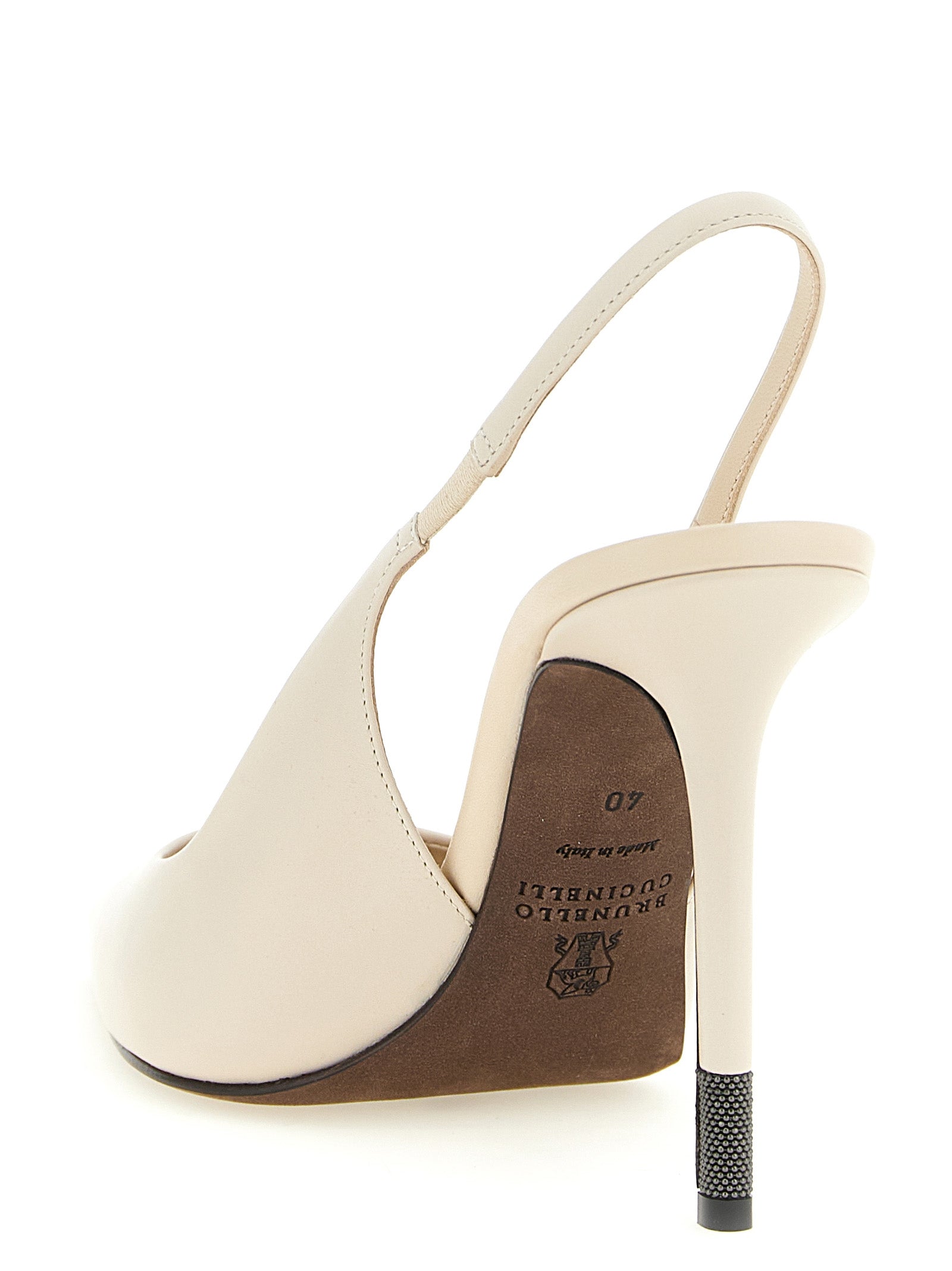Brunello Cucinelli 100% Leather heel in white — view 3