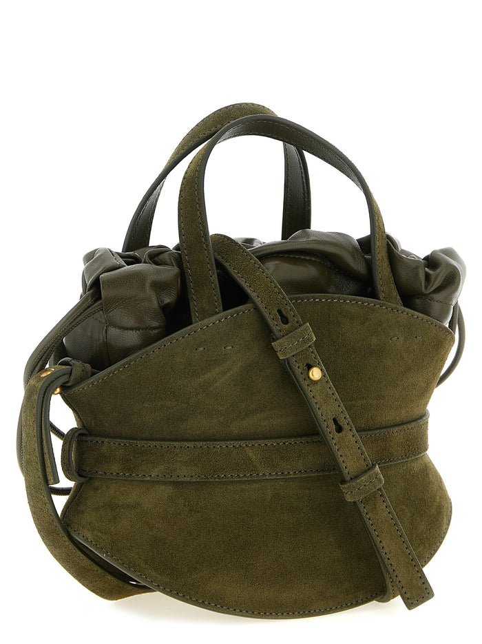 Balmain Suede and Calfskin leather mini bag in green — view 2