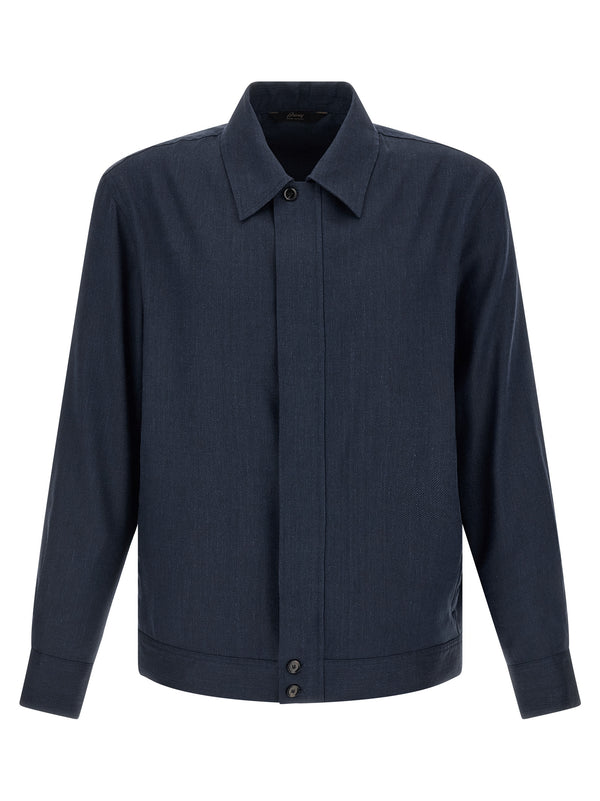 Brioni 55% linen jacket in blue