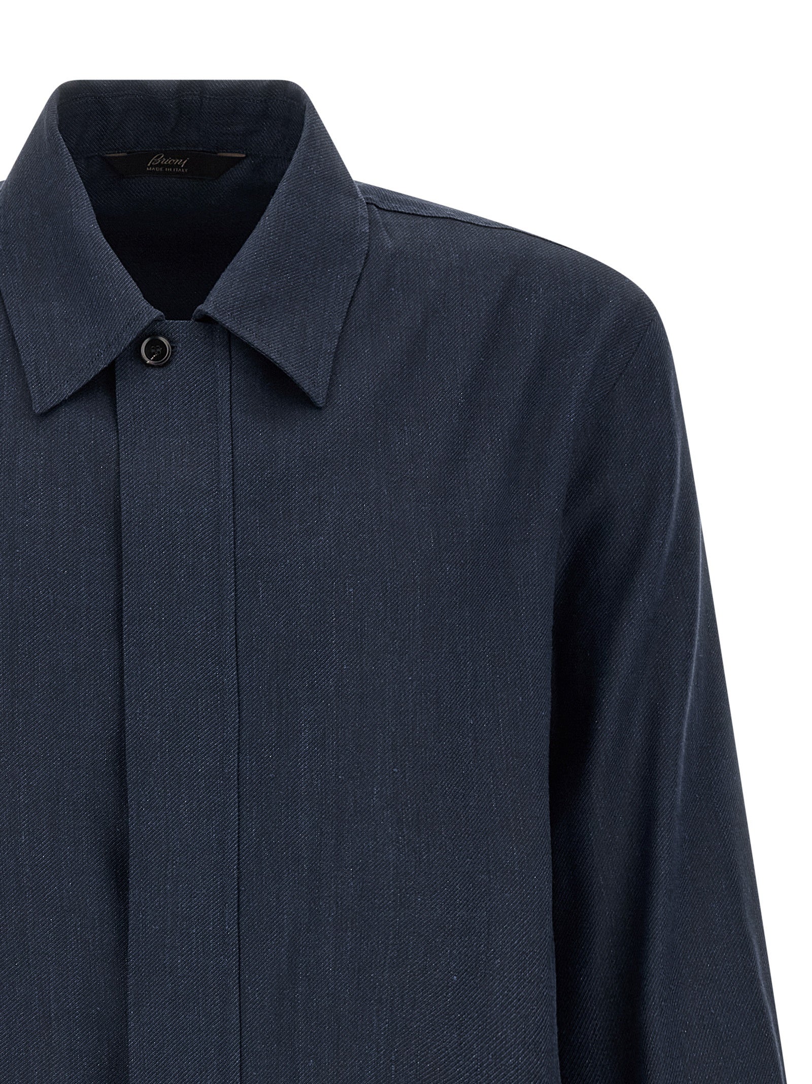 Brioni 55% linen jacket in blue — view 3