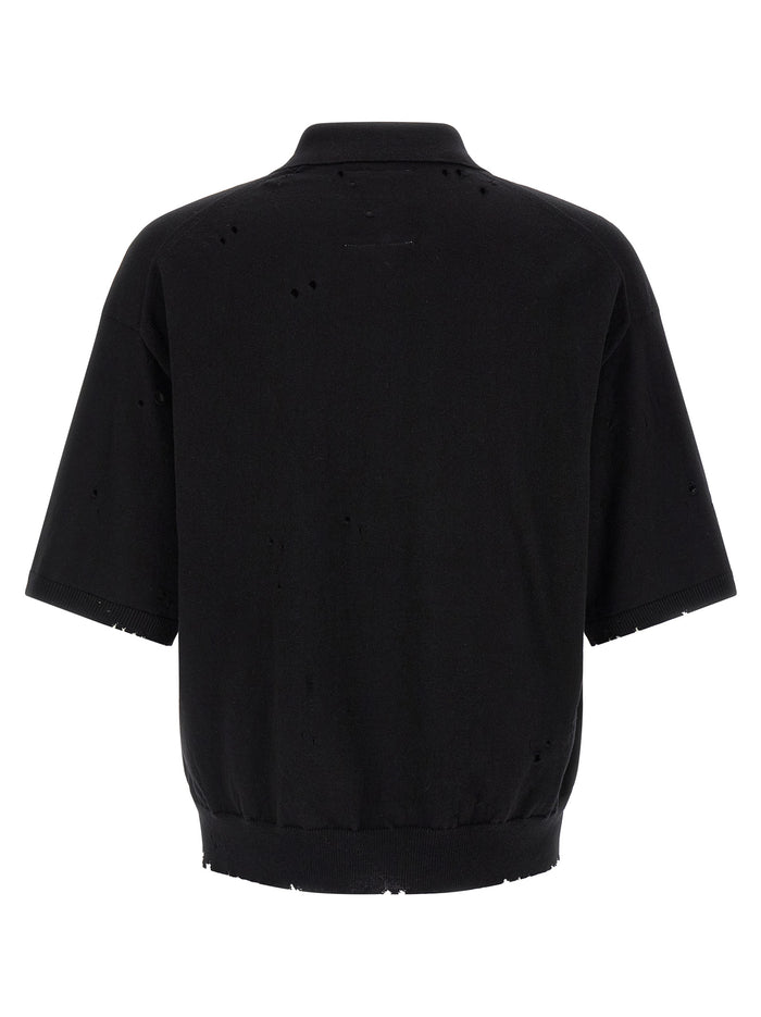 Maison Mihara Yasuhiro 100% Cotton polo shirt in black — view 2