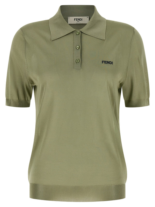 Fendi 100% Viscose polo shirt in green