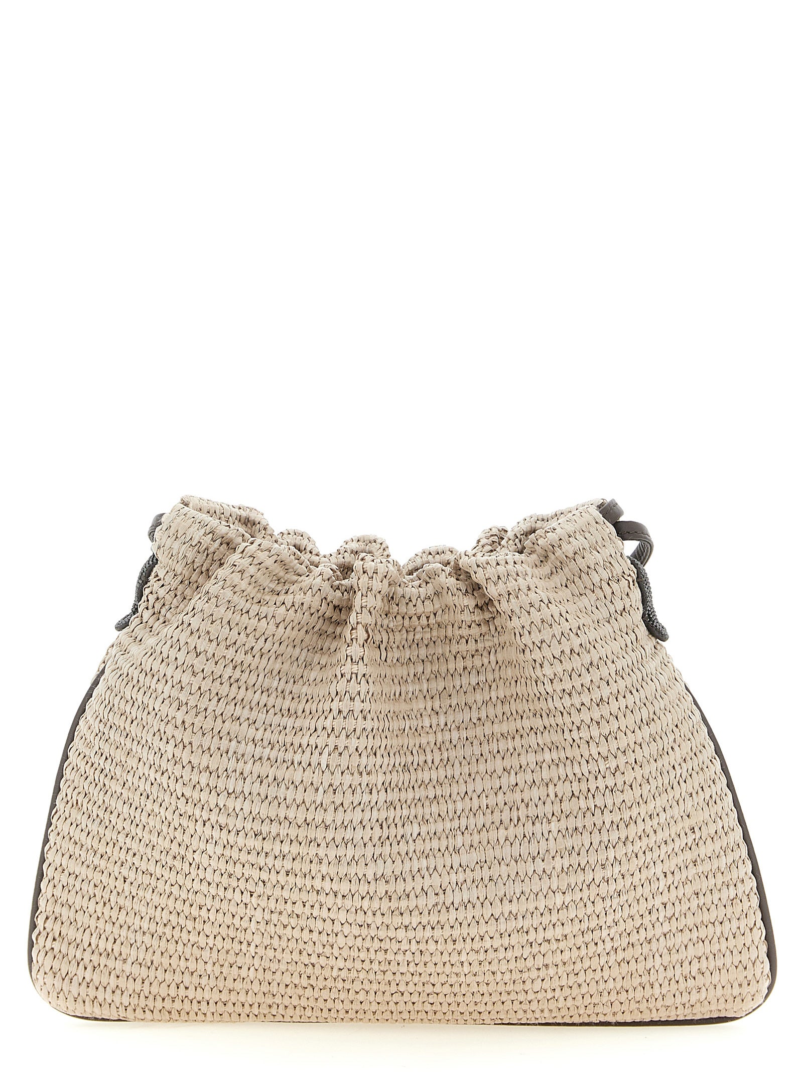 Beige Cotton Clutch Bag
