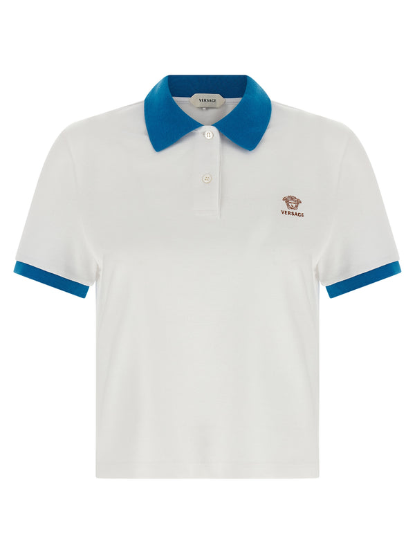 Versace 100% cotton polo shirt in white