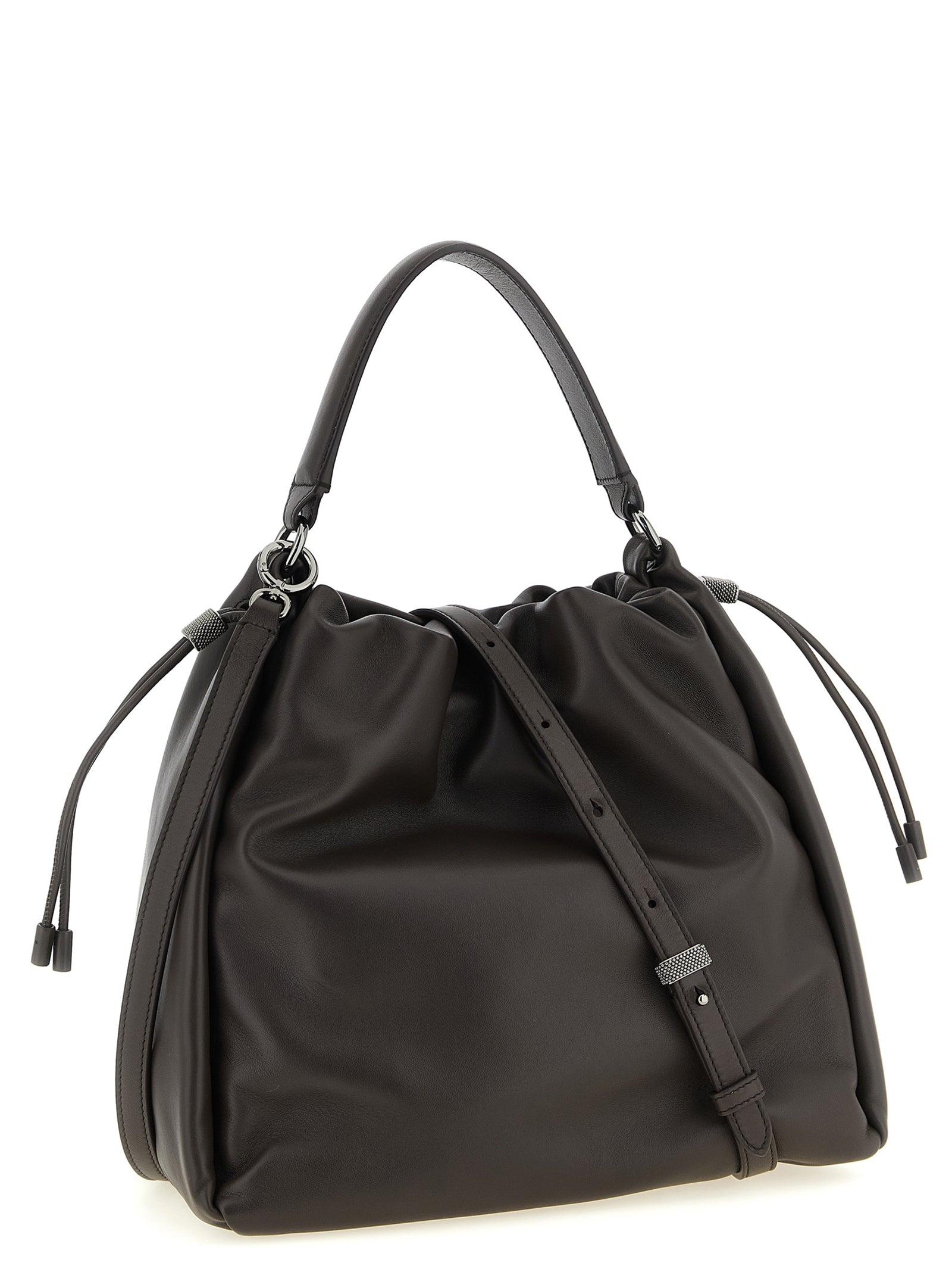 Brown Lamb Leather Handbag Bag