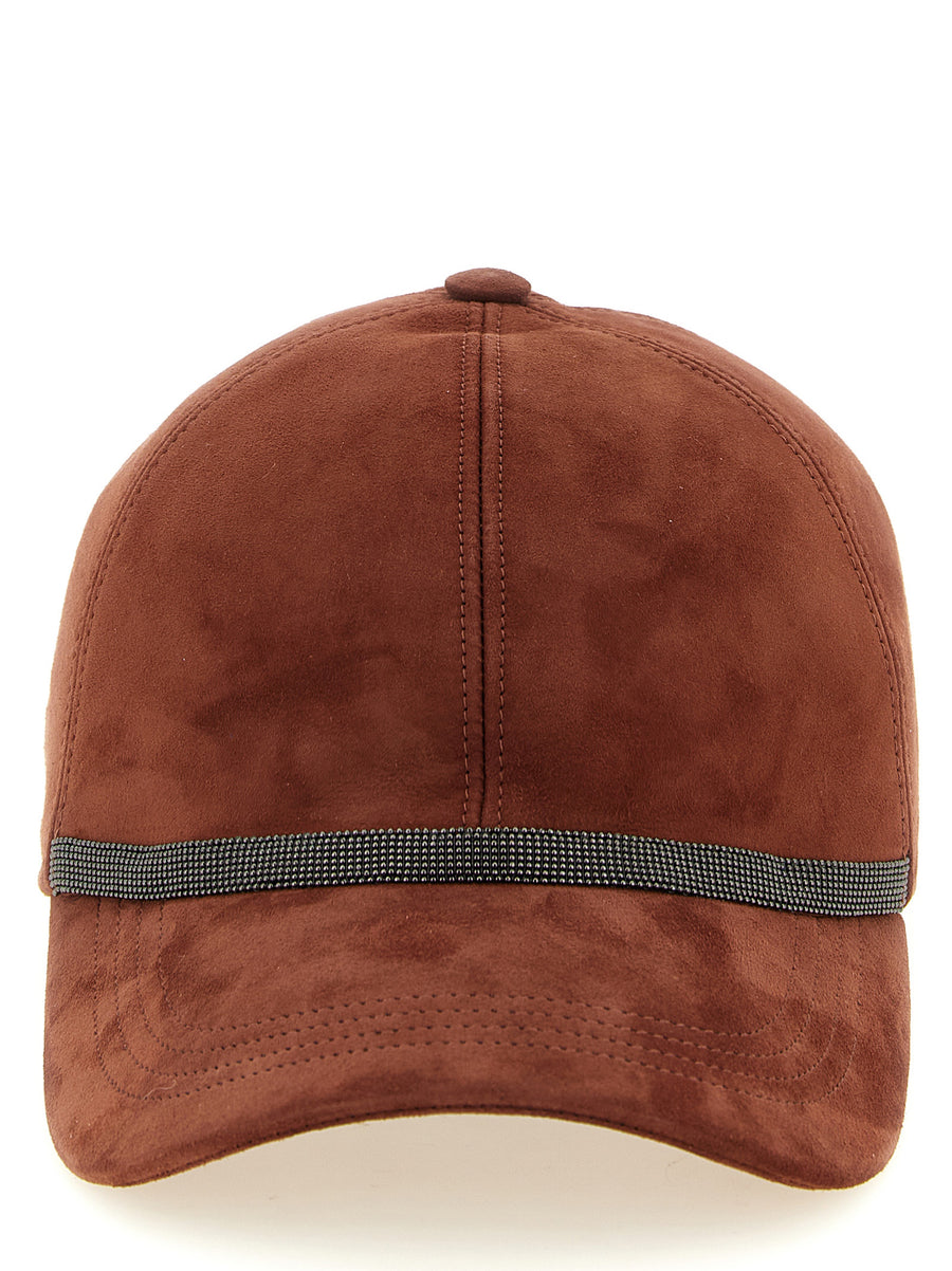 Brunello Cucinelli BR336097BM 100% Lamb Leather baseball cap in brown