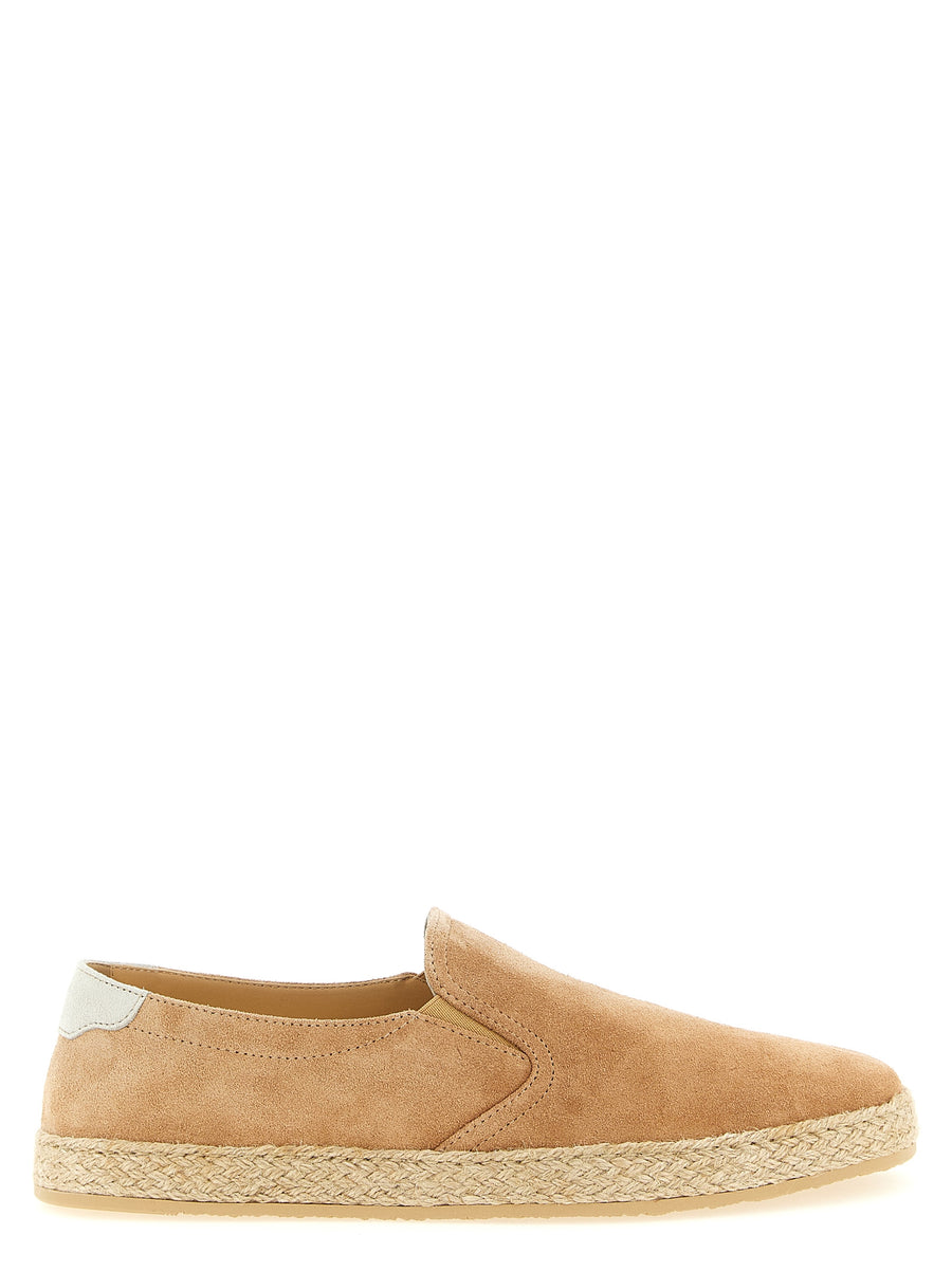 Brunello Cucinelli 100% Calfskin Leather espadrille flat in beige