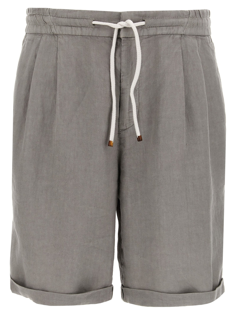 Brunello Cucinelli 100% linen bermuda shorts in gray
