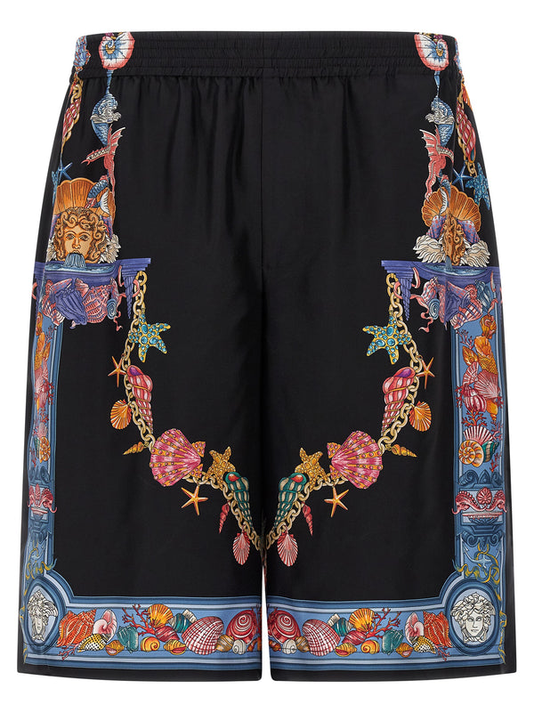 Versace 100% Silk twill bermuda shorts in black