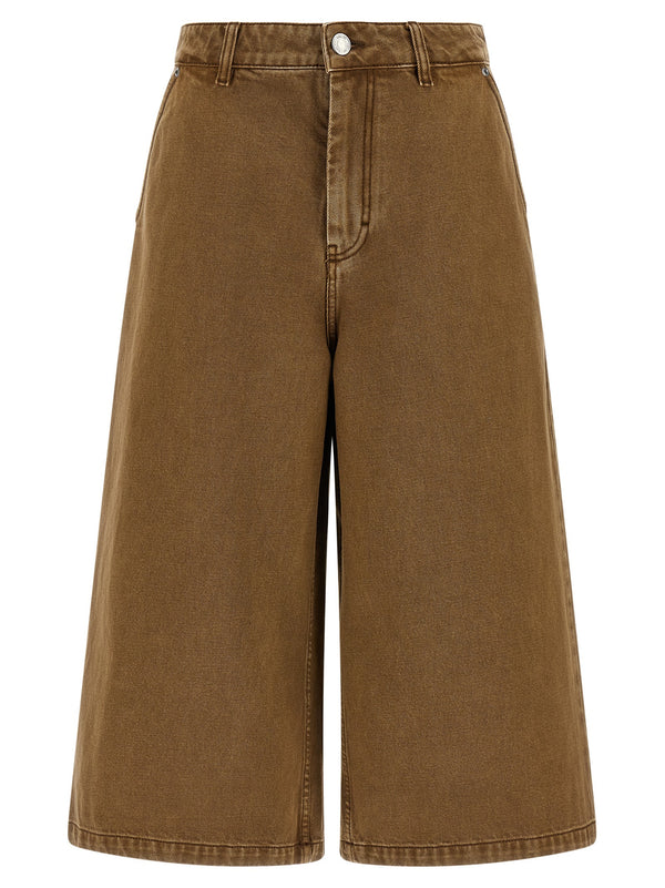 AMI Paris 100% Cotton bermuda shorts in brown