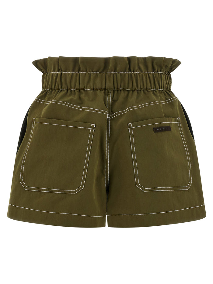 Marni 68% Cotton bermuda shorts in green — view 2