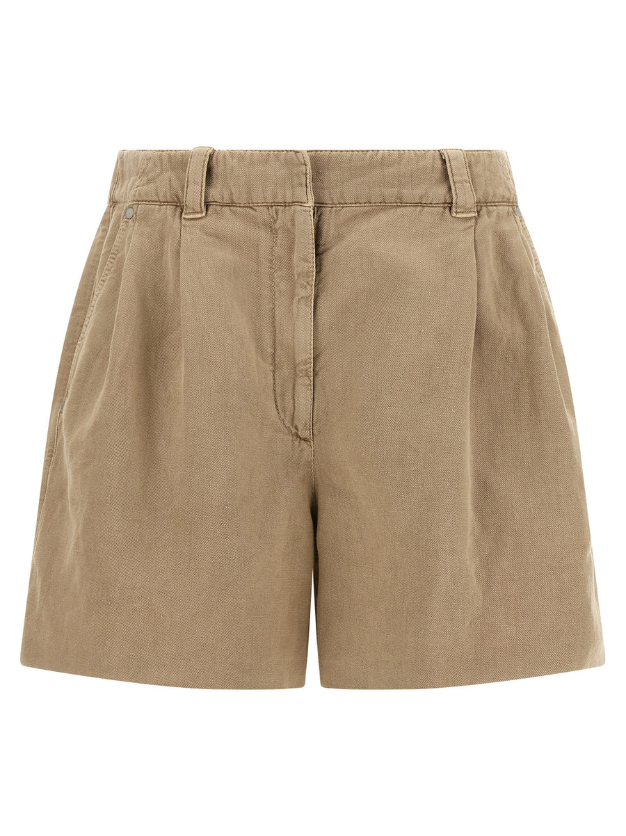 Brunello Cucinelli 60% Cotton bermuda shorts in beige