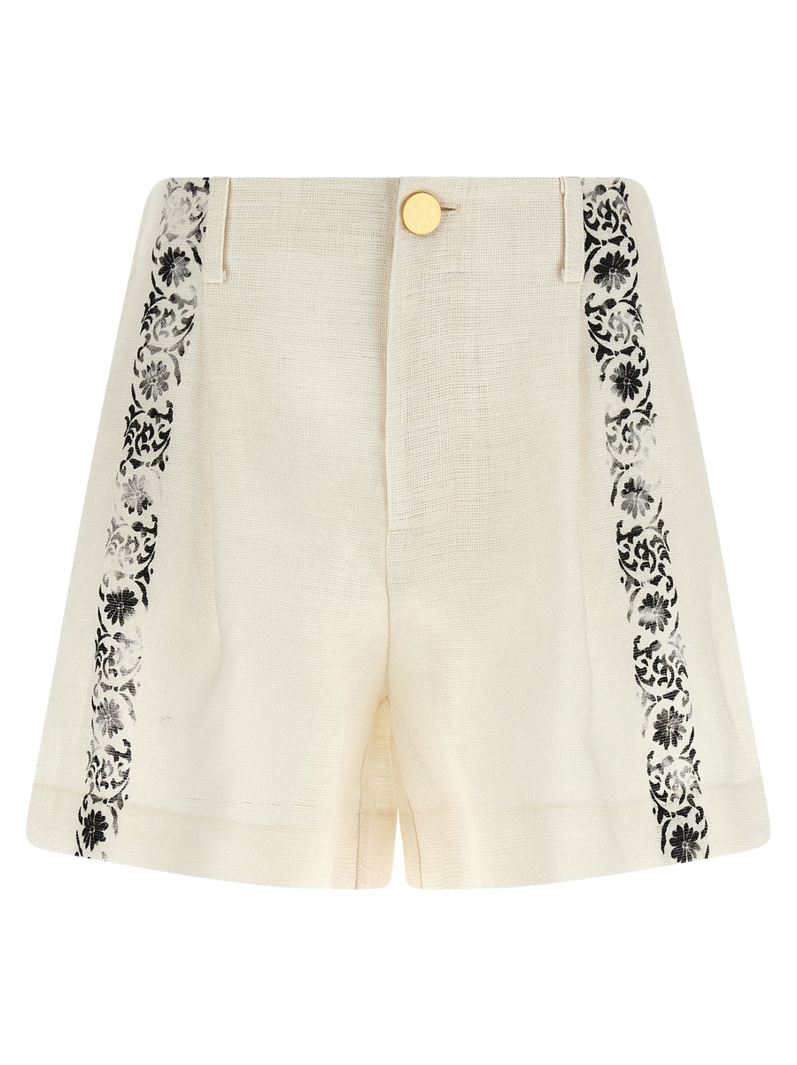 Alberta Ferretti 100% Linen bermuda shorts in white