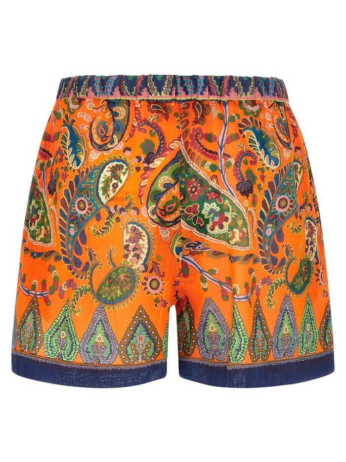 Etro 100% Ramie bermuda shorts in orange — view 2