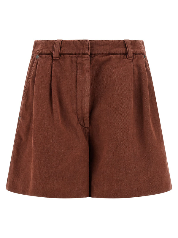 Brunello Cucinelli 60% cotton bermuda shorts in brown