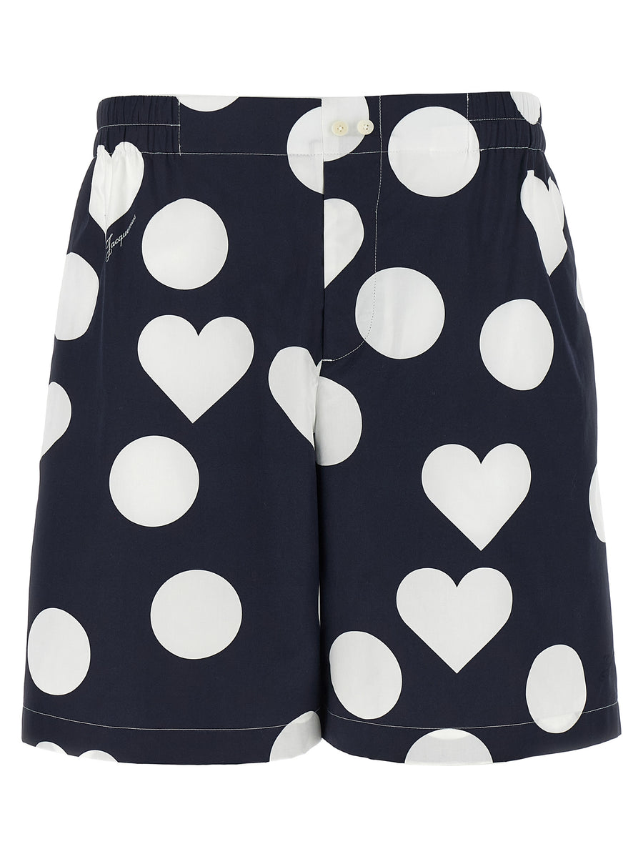 Jacquemus 100% cotton poplin bermuda shorts in navy