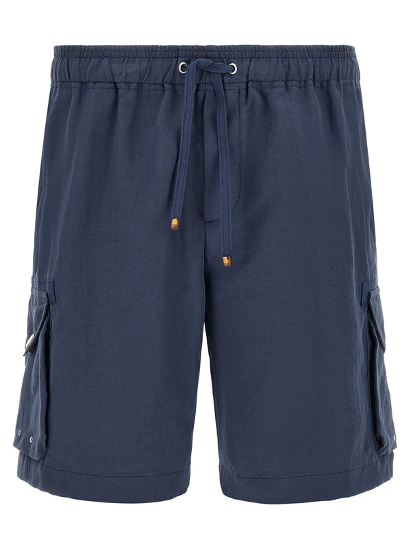 Brunello Cucinelli 56% linen bermuda shorts in blue