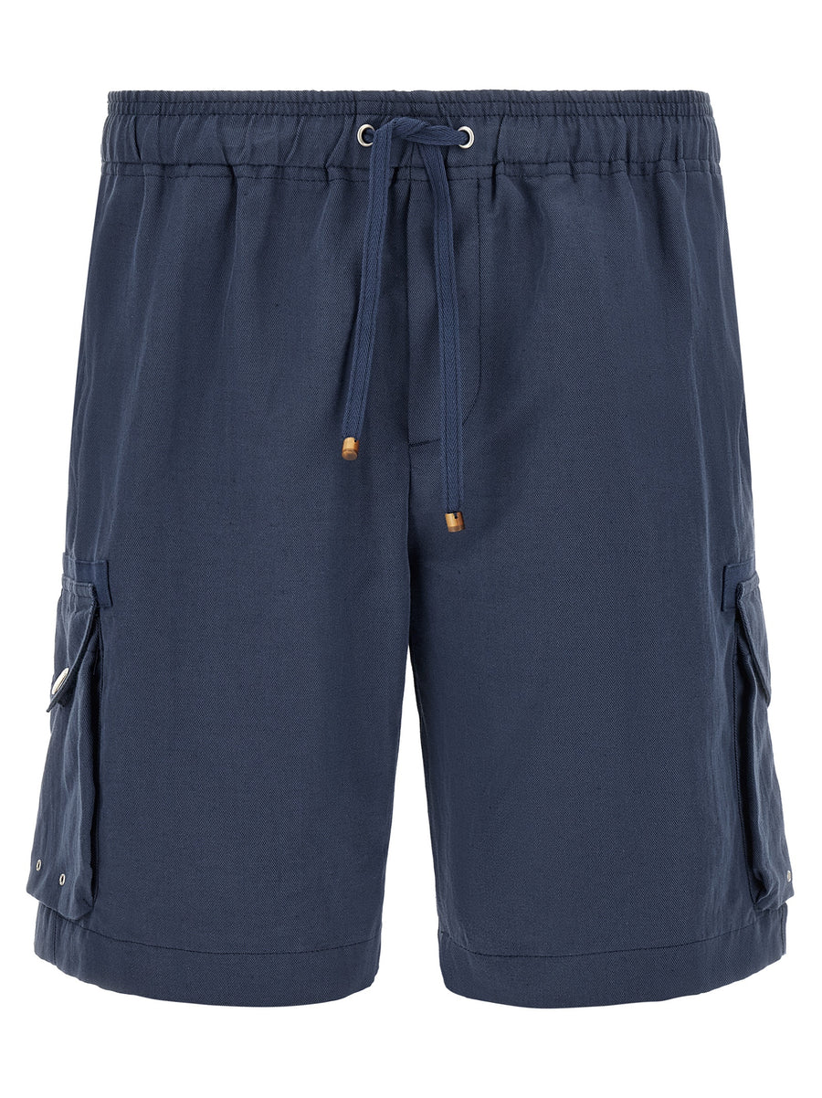 Brunello Cucinelli 56% linen bermuda shorts in blue