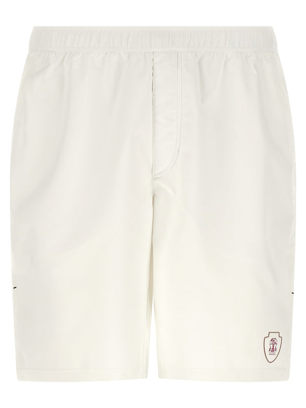 Brunello Cucinelli 93% polyester bermuda shorts in white