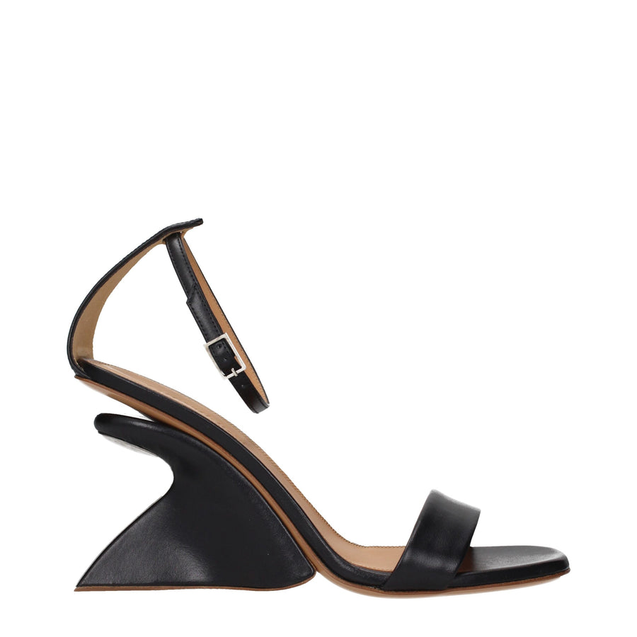 Off-White Leather sandal heel in black