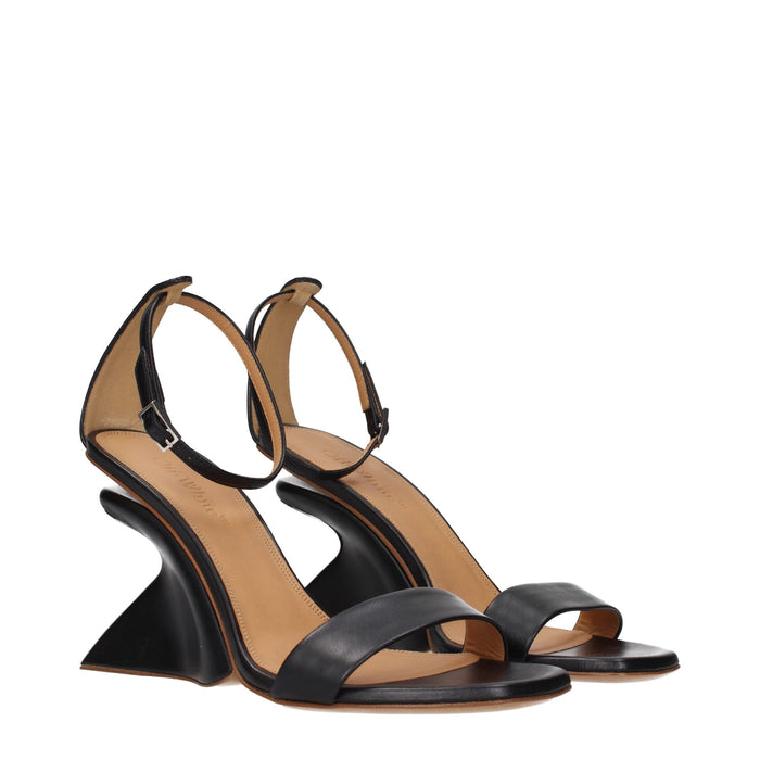 Off-White Leather sandal heel in black — view 2
