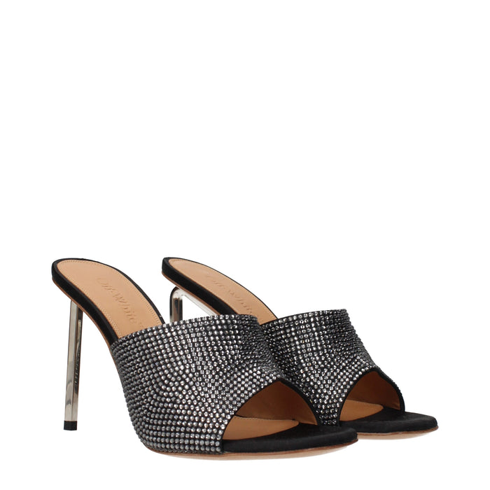 Off-White Satin mule heels in black — view 2