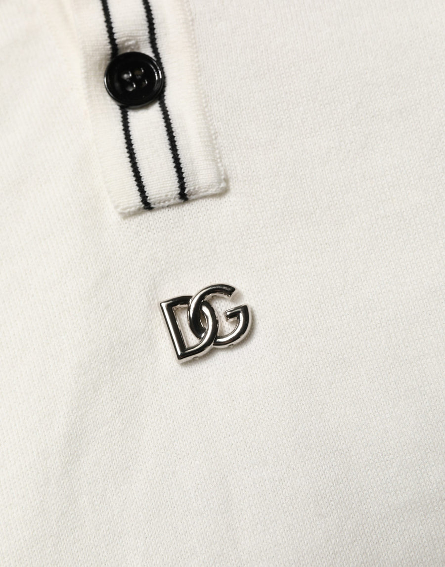 Dolce & Gabbana 98% Cotton 2% Nylon polo in white