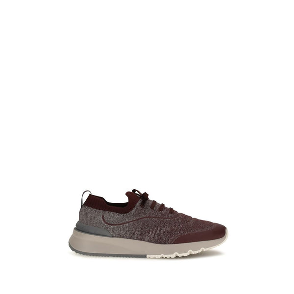 Brunello Cucinelli Upper 100% Cotton sneaker in bordeaux