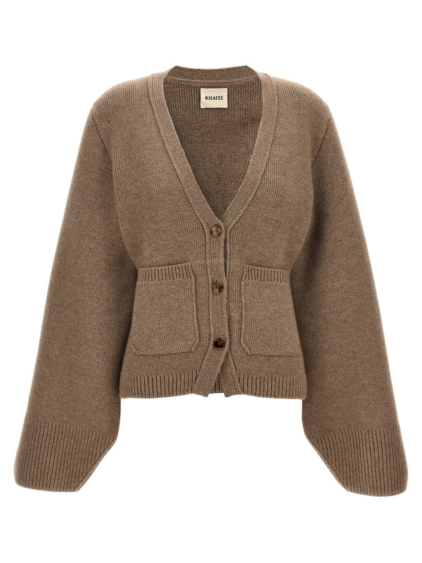 Khaite 100% cashmere cardigan in brown