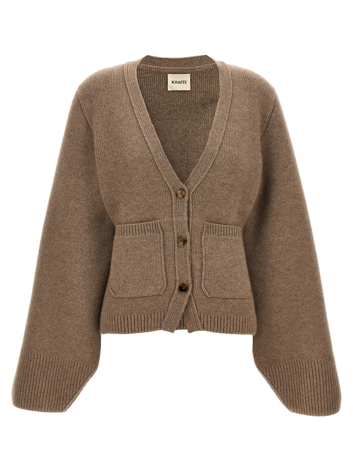 Khaite 100% cashmere cardigan in brown