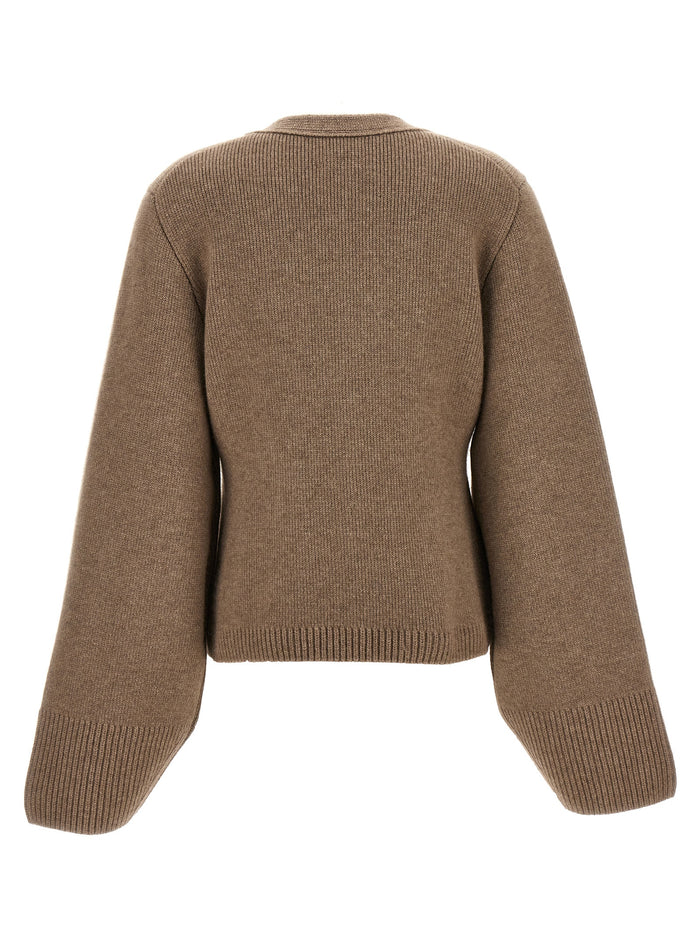 Khaite 100% cashmere cardigan in brown — view 2