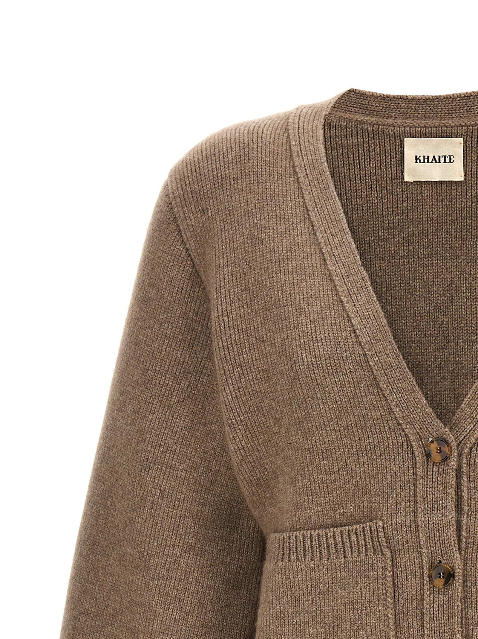 Khaite 100% cashmere cardigan in brown — view 3