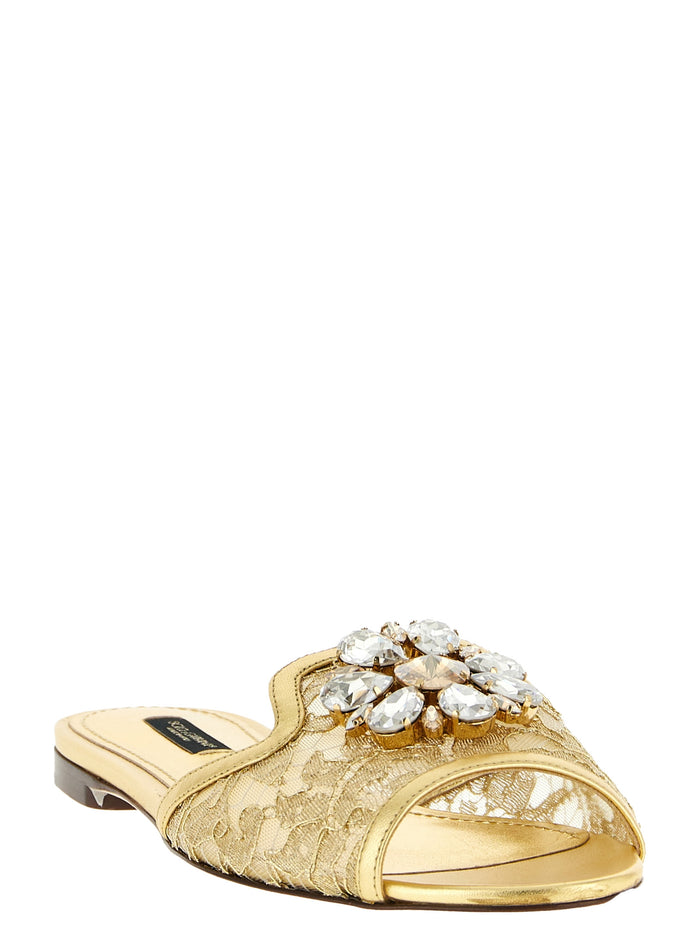 Dolce & Gabbana 70% polyamide flat in gold — view 2