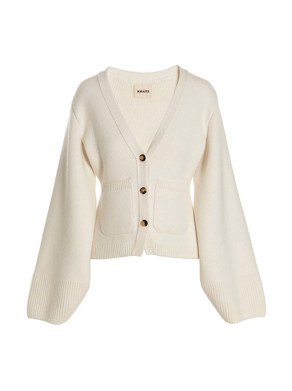 Khaite 100% cashmere cardigan in white