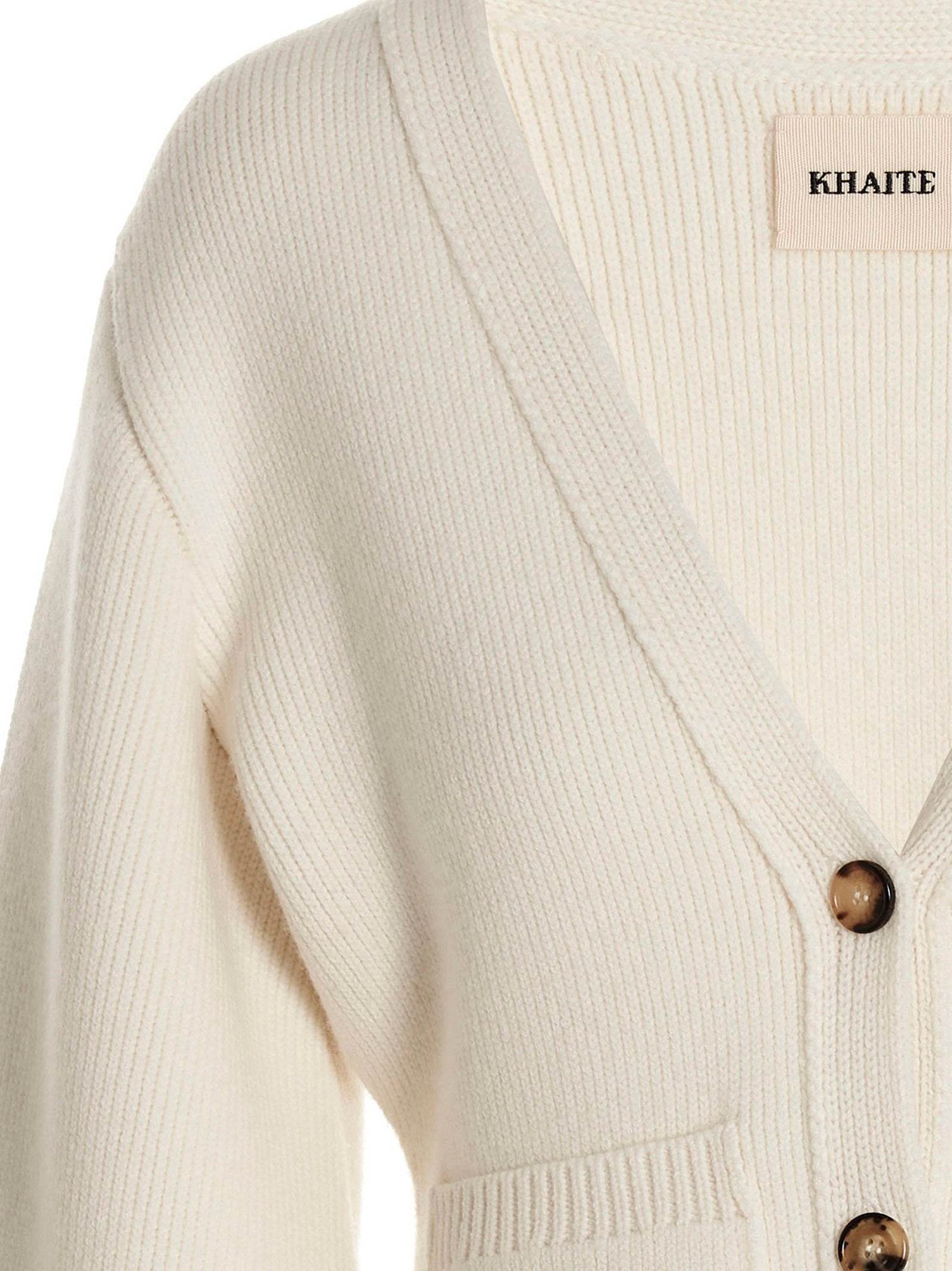Khaite 100% cashmere cardigan in white — view 3