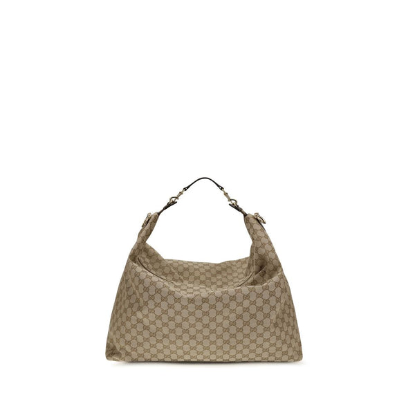 Gucci 100% Fabric (GG canvas with leather trim) shoulder bag in beige