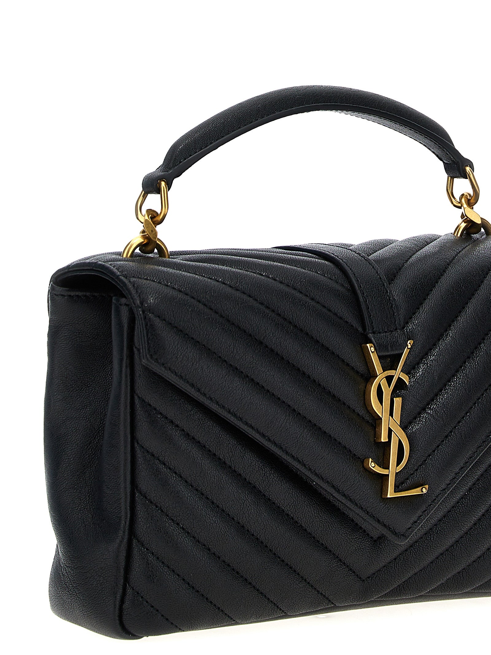 Saint Laurent 100% calfskin leather shoulder bag in black — view 3