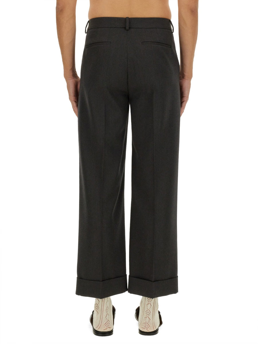 Grain De Poudre Pants Charcoal Virgin Wool Trousers