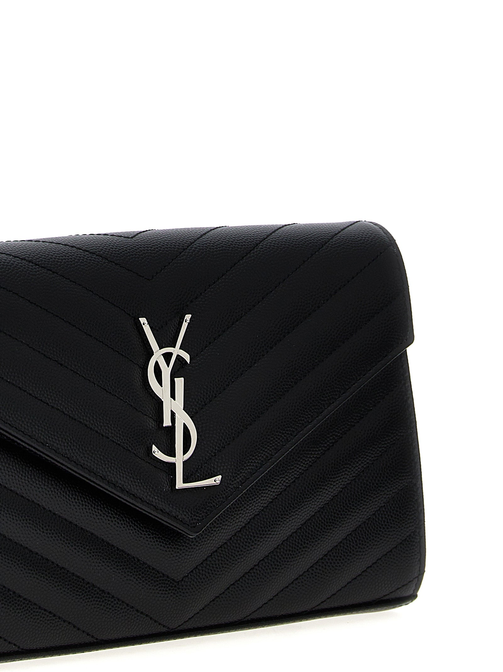 Saint Laurent 100% Calfskin Leather clutch in black — view 3