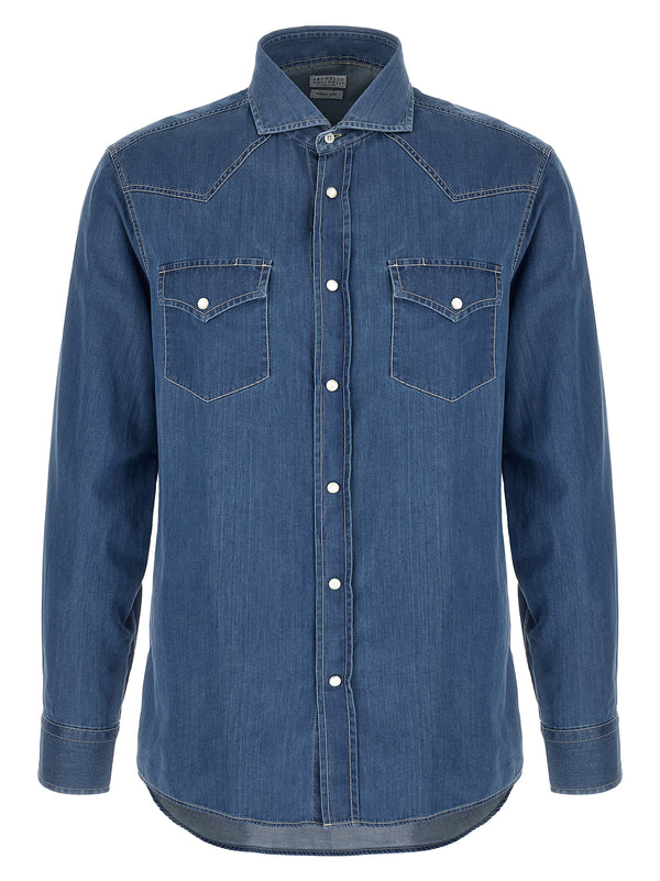 Brunello Cucinelli 100% cotton shirt in blue