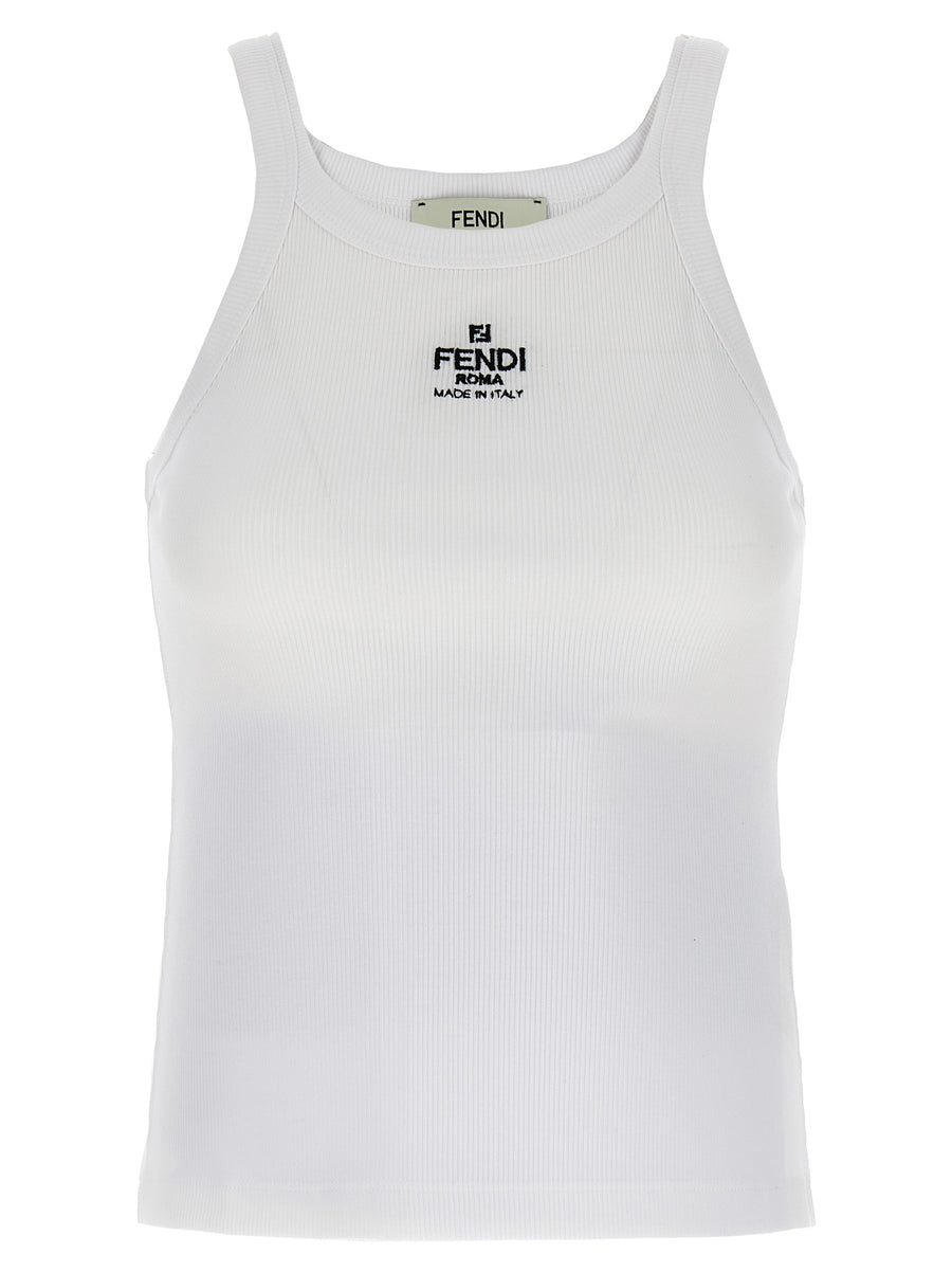 Fendi 94% Cotton tank top in white