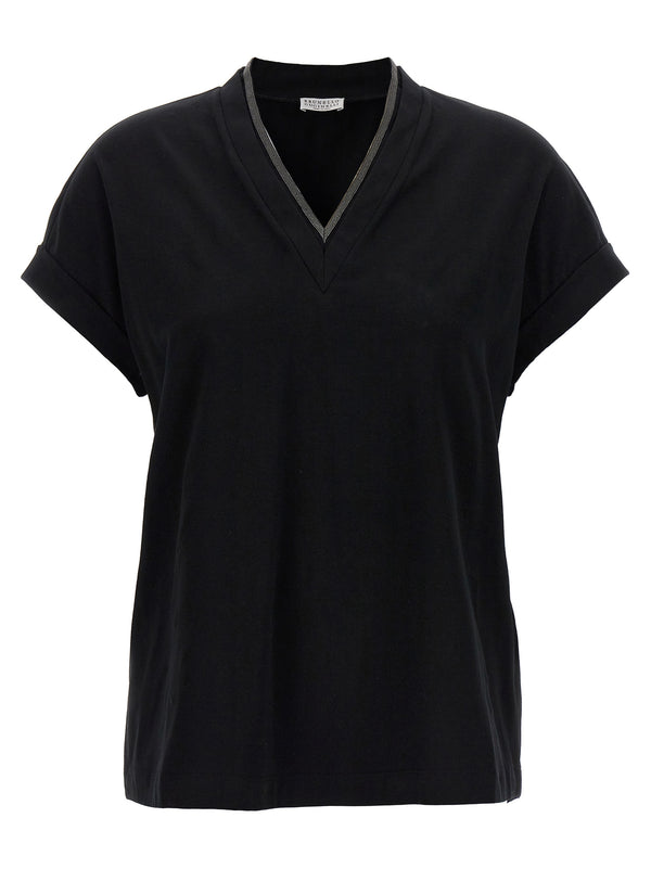 Brunello Cucinelli 93% Cotton t-shirt in black