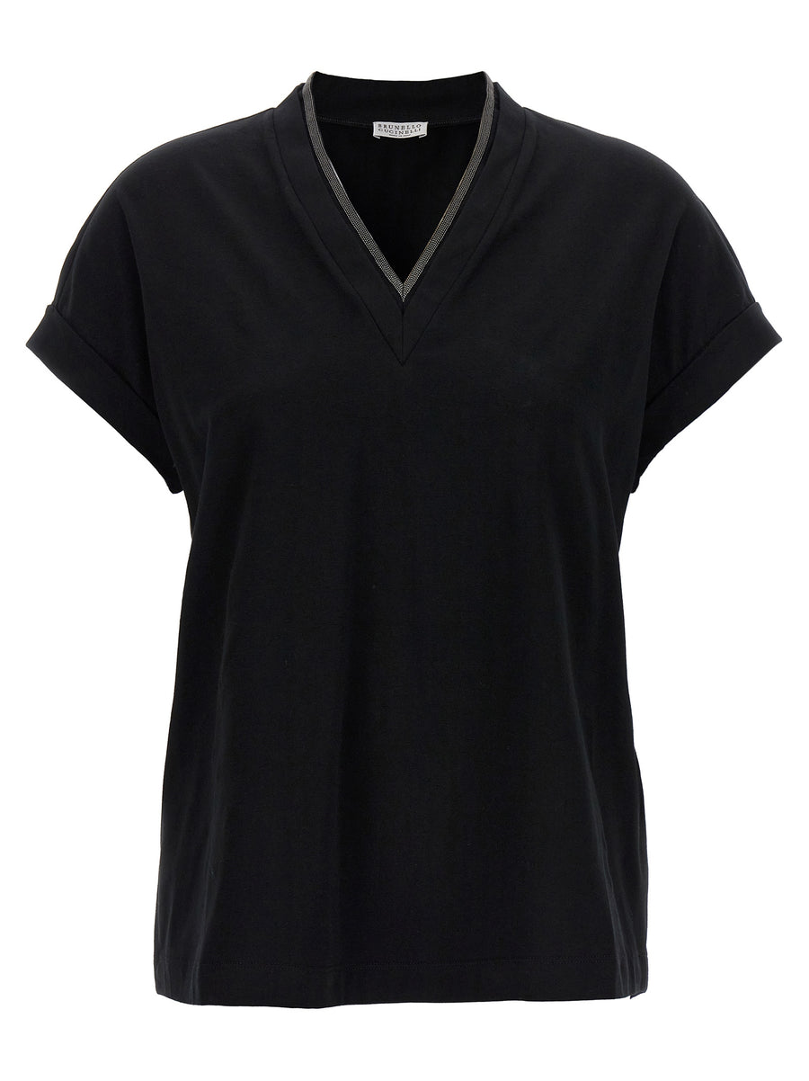 Brunello Cucinelli 93% Cotton t-shirt in black