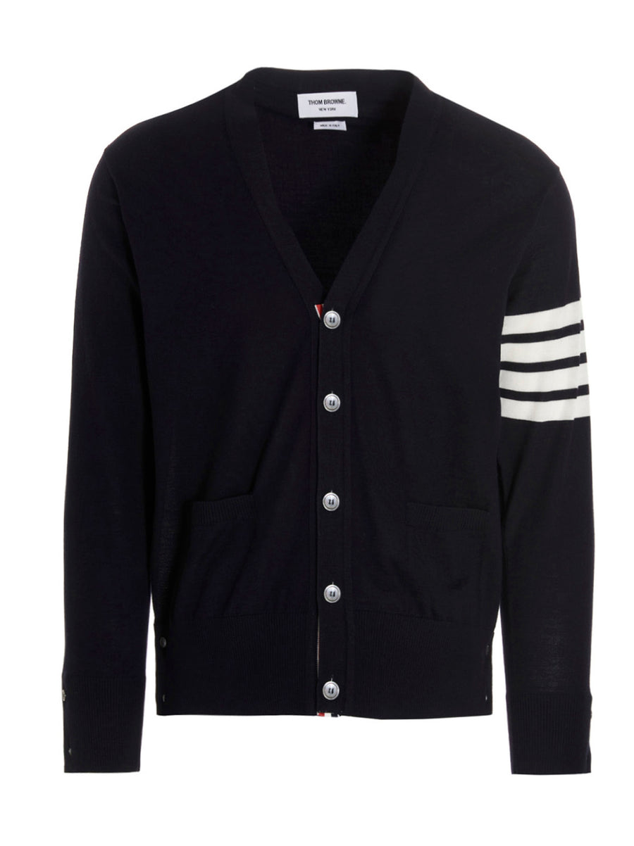 Thom Browne 100% Merino wool cardigan in navy