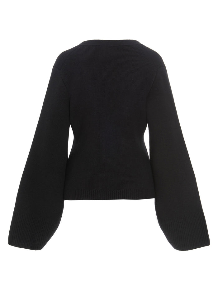 Khaite 100% cashmere cardigan in black — view 2