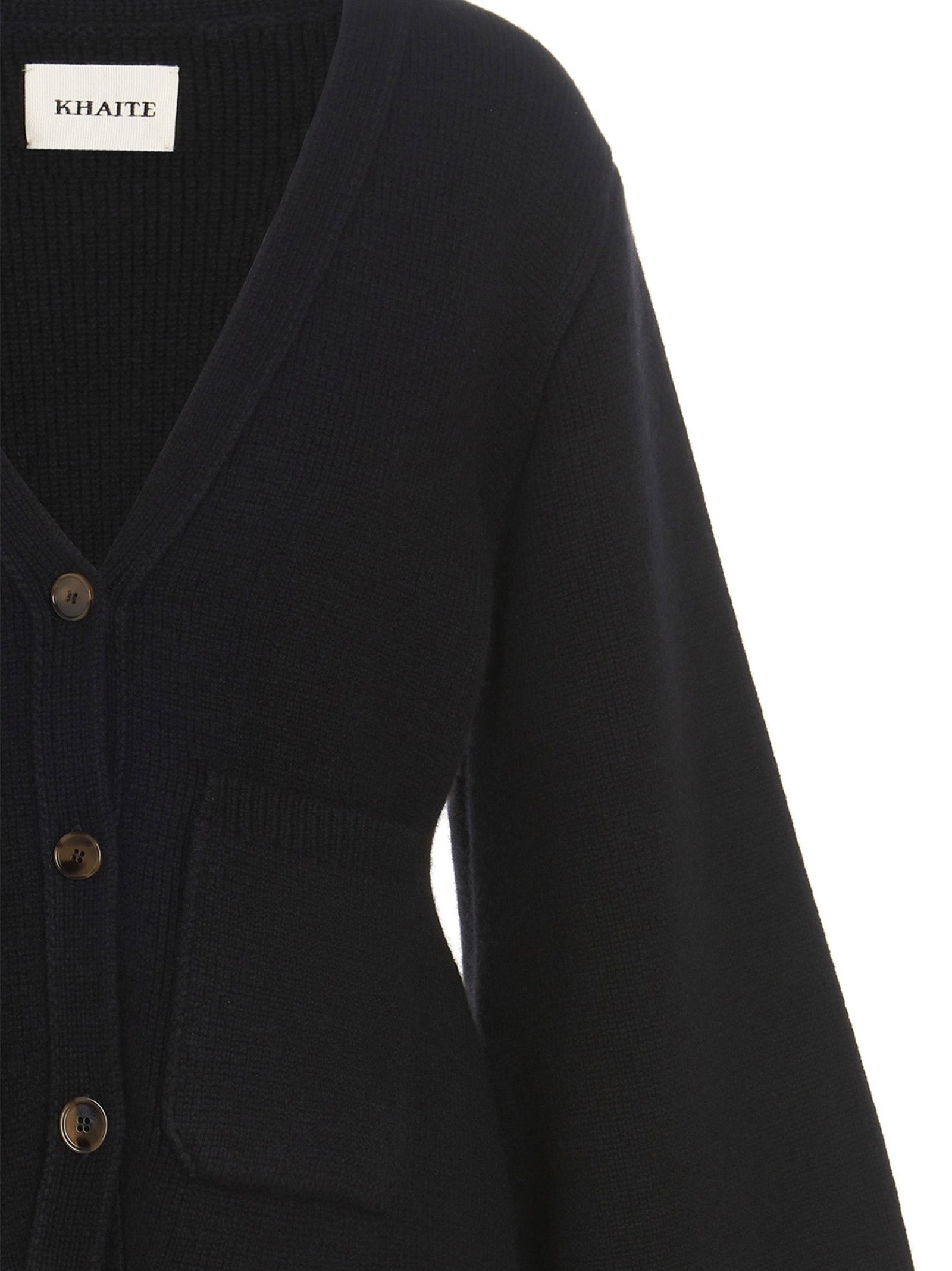 Khaite 100% cashmere cardigan in black — view 3