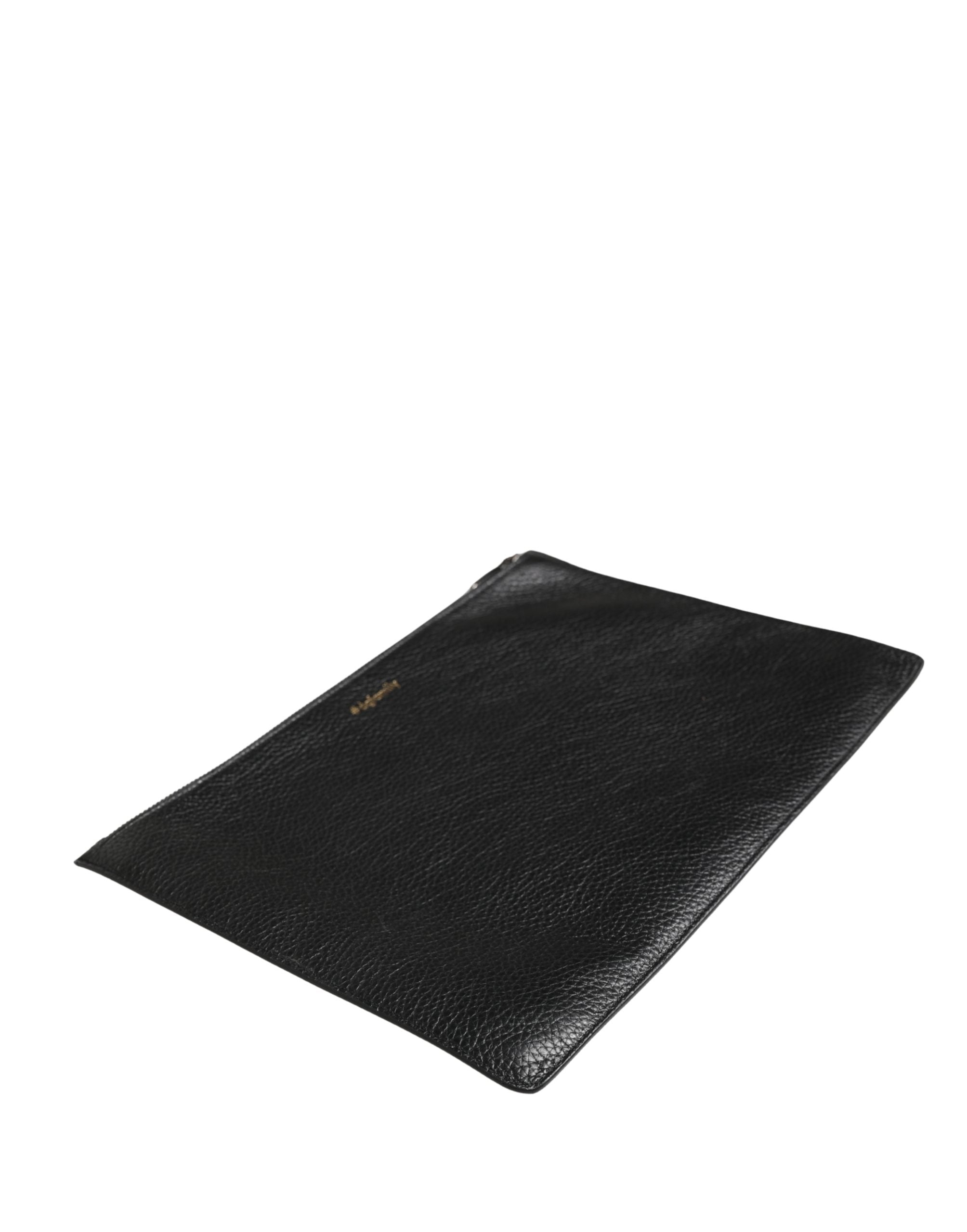 Black #dgfamily Embellished Leather Clutch Borse Bag Calf