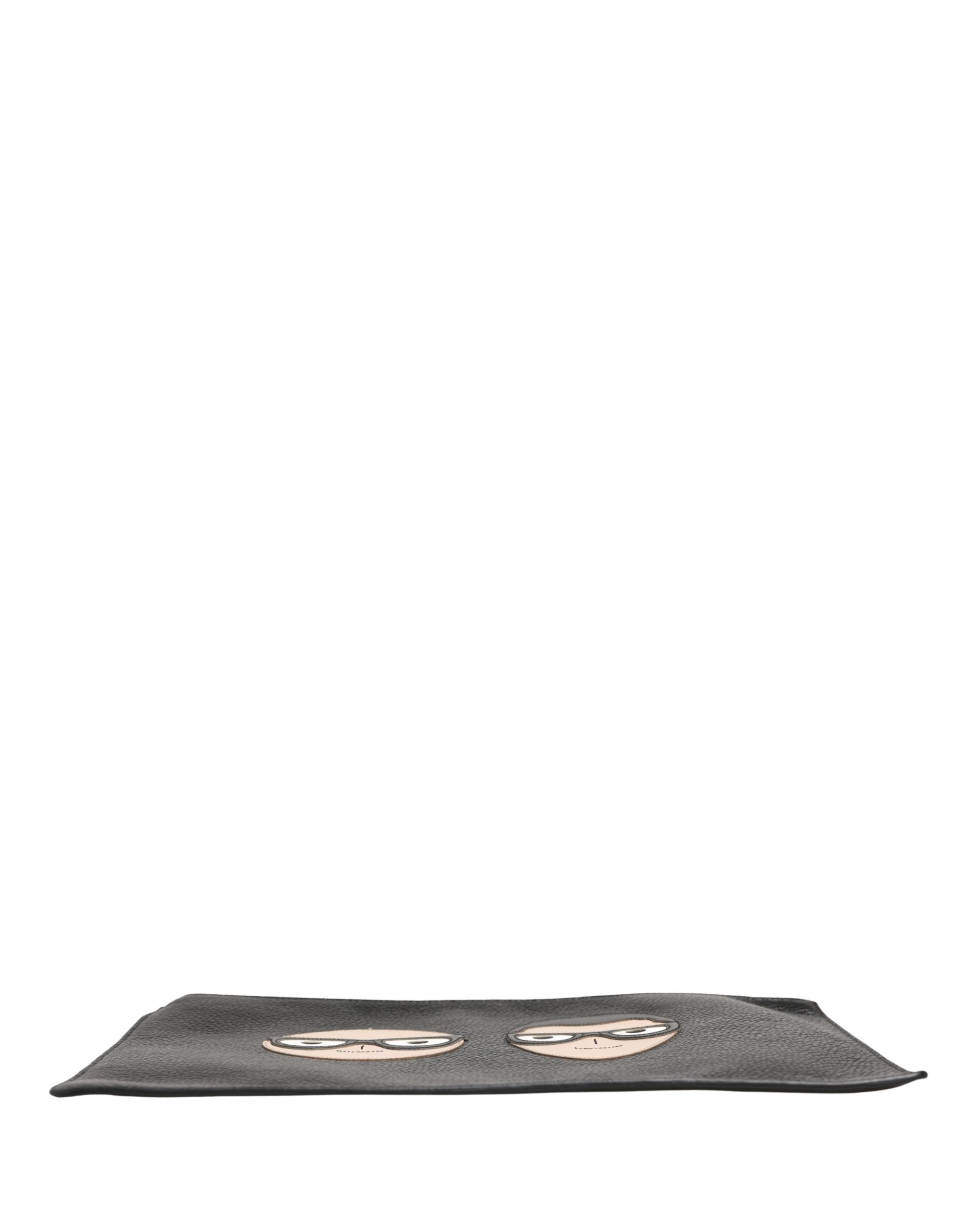 Black #dgfamily Embellished Leather Clutch Borse Bag Calf